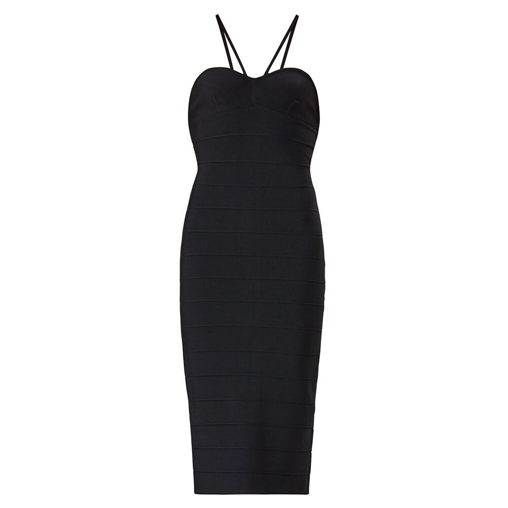 Herv� L�ger 'Icon' Black Sweetheart Midi Dress Size XS